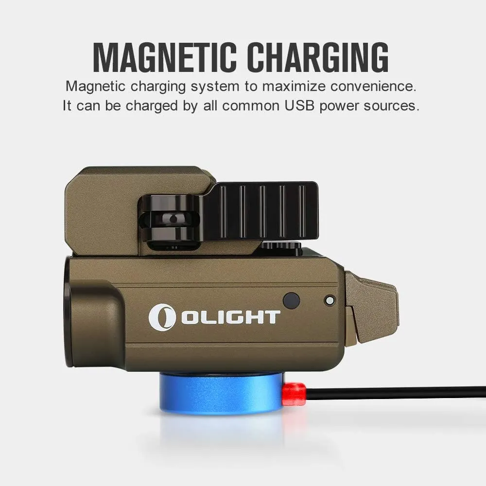 OLIGHT PL-Mini 2 Valkyrie 600 Lumens Magnetic USB Rechargeable Compact Weaponlight with Adjustable Rail, High Performance CW LED Tactical Flashlight with Built-in Battery