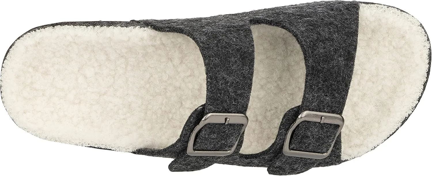 Olivia Miller Women’s Fashion Shoes, Faux Fur EVA Slippers Two Band Dual Toe Strap Slip On House Slides Flat Sandals