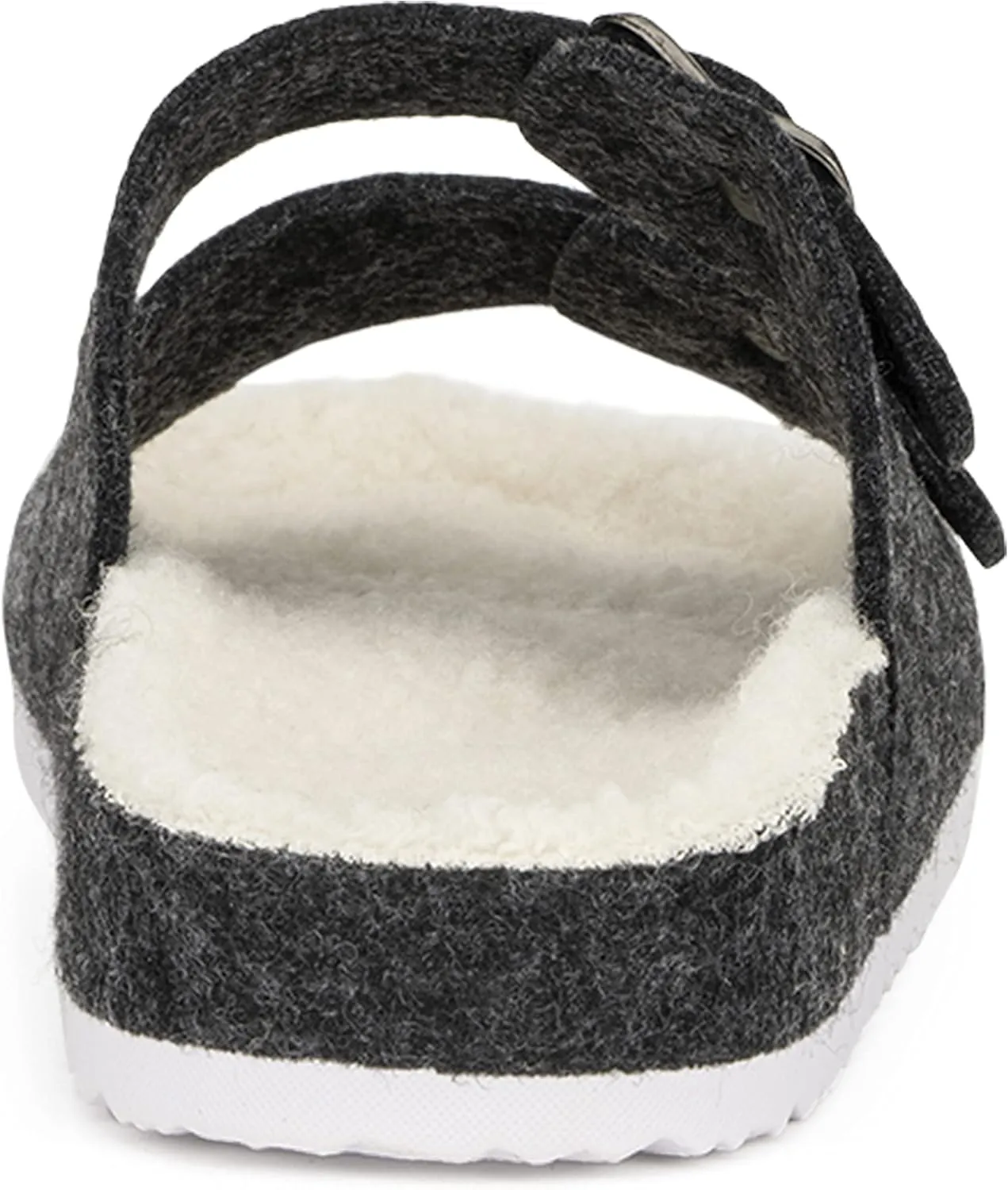 Olivia Miller Women’s Fashion Shoes, Faux Fur EVA Slippers Two Band Dual Toe Strap Slip On House Slides Flat Sandals