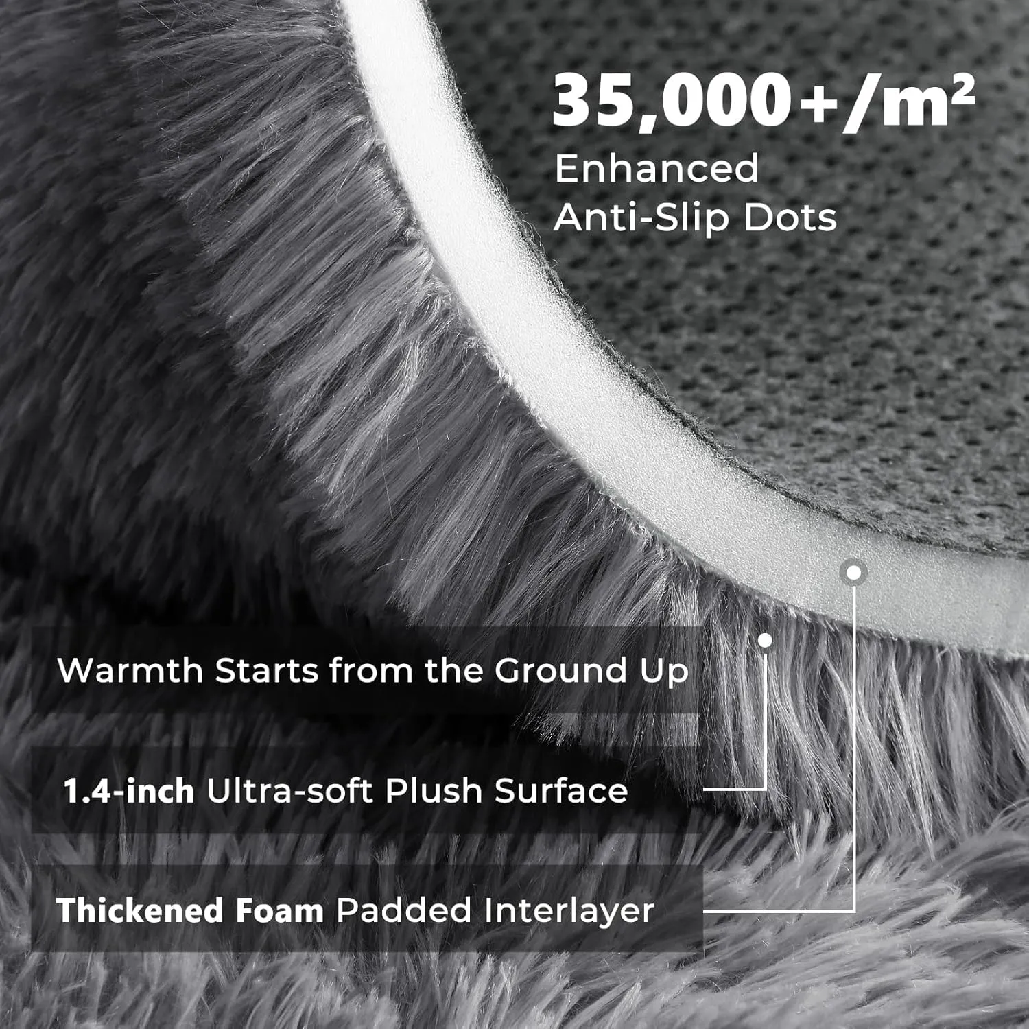OPPODREAM Area Rug for Living Room, Ultra Soft Nursery Rugs for Bedrooms, 4x6 Fluffy Kids Carpet with 0.6" Thick Non-Slip Backing, Long Pile Shag Carpet, Fuzzy, Shaggy, Tie-dye Dark Grey