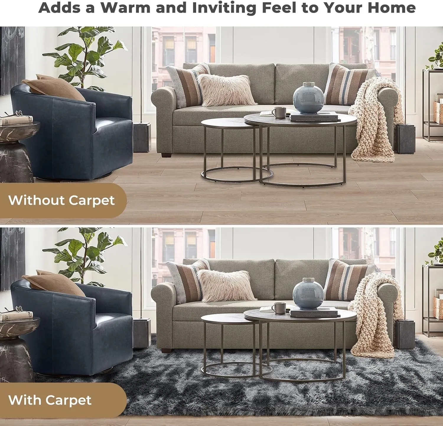 OPPODREAM Area Rug for Living Room, Ultra Soft Nursery Rugs for Bedrooms, 4x6 Fluffy Kids Carpet with 0.6" Thick Non-Slip Backing, Long Pile Shag Carpet, Fuzzy, Shaggy, Tie-dye Dark Grey