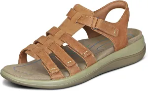 Orthofeet Women's Orthopedic Camel Leather Amalfi Adjustable Sandals, Size 9.5 Wide