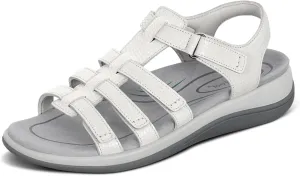 Orthofeet Women's Orthopedic Snake White Leather Amalfi Adjustable Sandals, Size 10.5