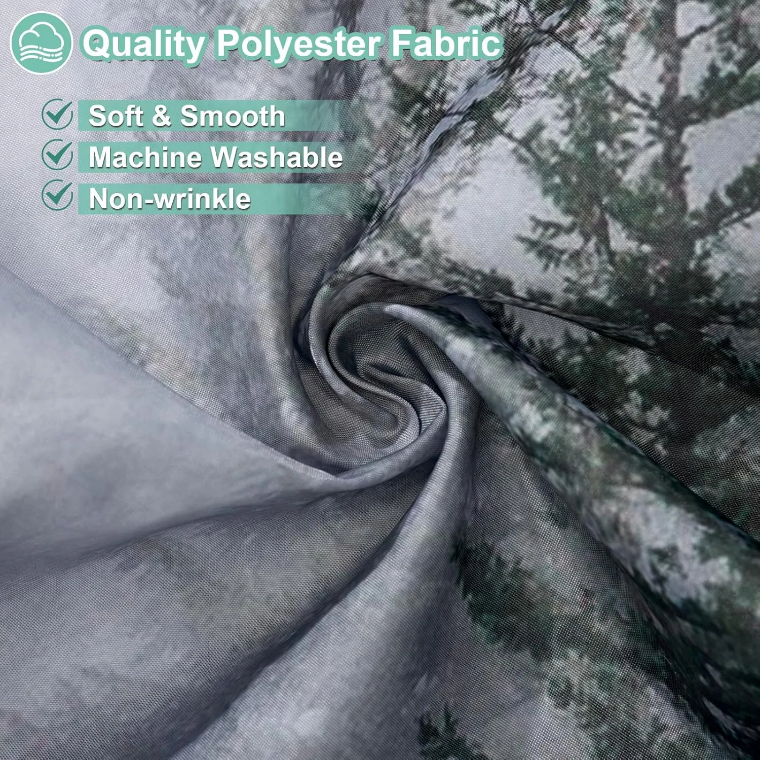 ORTIGIA Dark Green Misty Forest Shower Curtain for Bathroom, Nature Woodland Shower Curtain Set with Hooks, Decorative Pine Tree Fog Magic Bath Curtain for Home, Waterproof Fabric, Weighted, 72x72