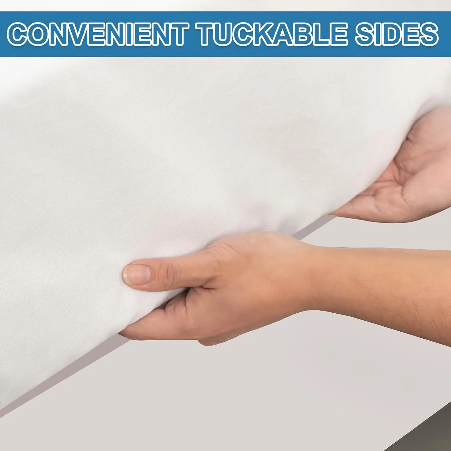 OUTCREATOR® Saddle Style Bed Pad with Tuck-in Sides, 34" x 39" Pack of 2 Reusable Incontinence Underpad, Absorbent Waterproof Quilted Tuckable Mattress Protector for Adults, Elderly, Kids, Pets (Blue)
