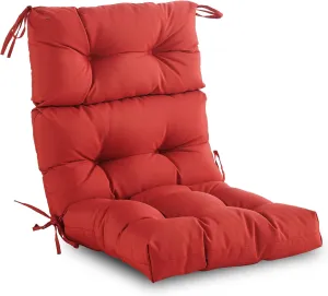 Outdoor/Indoor High Back Chair Cushion, Waterproof All-Weather Stuffed High Rebound Foam Adirondack Chair Cushion, Red