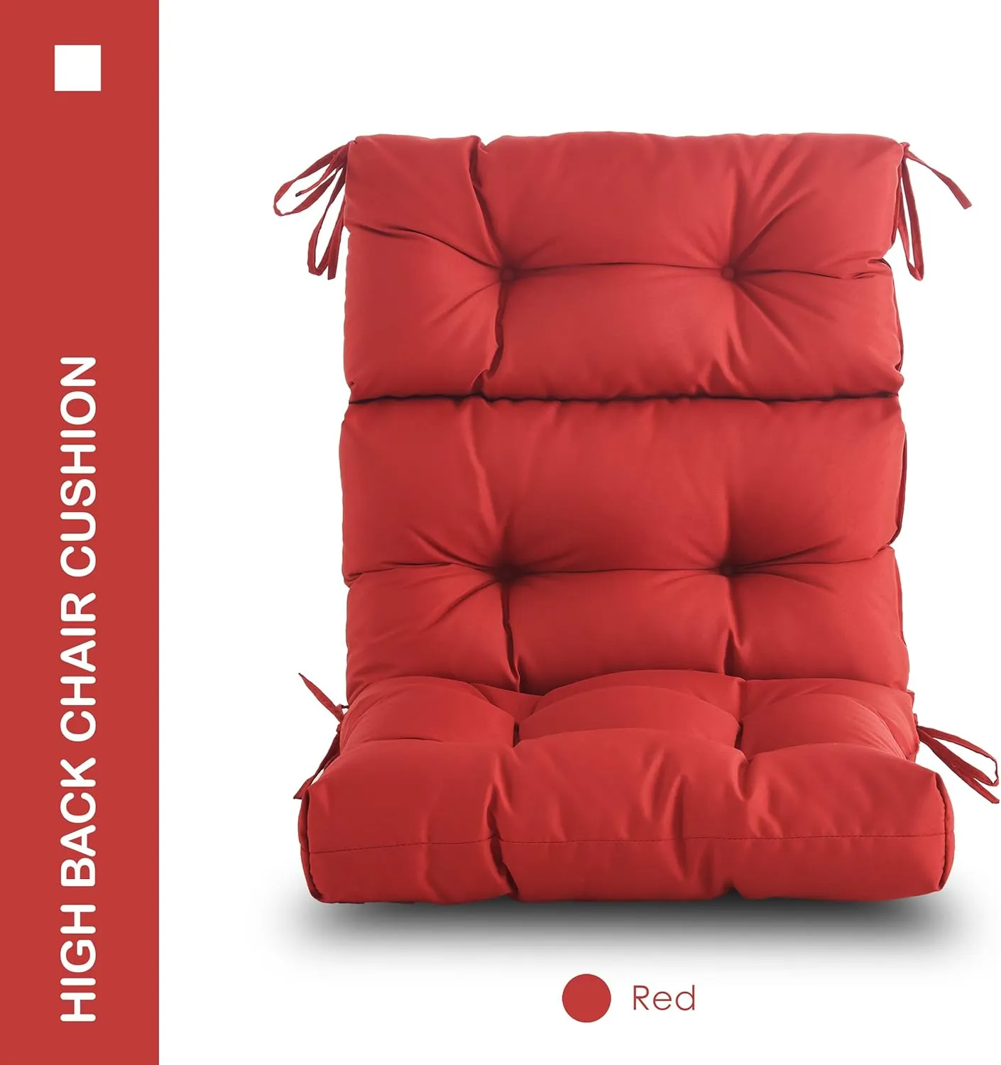 Outdoor/Indoor High Back Chair Cushion, Waterproof All-Weather Stuffed High Rebound Foam Adirondack Chair Cushion, Red