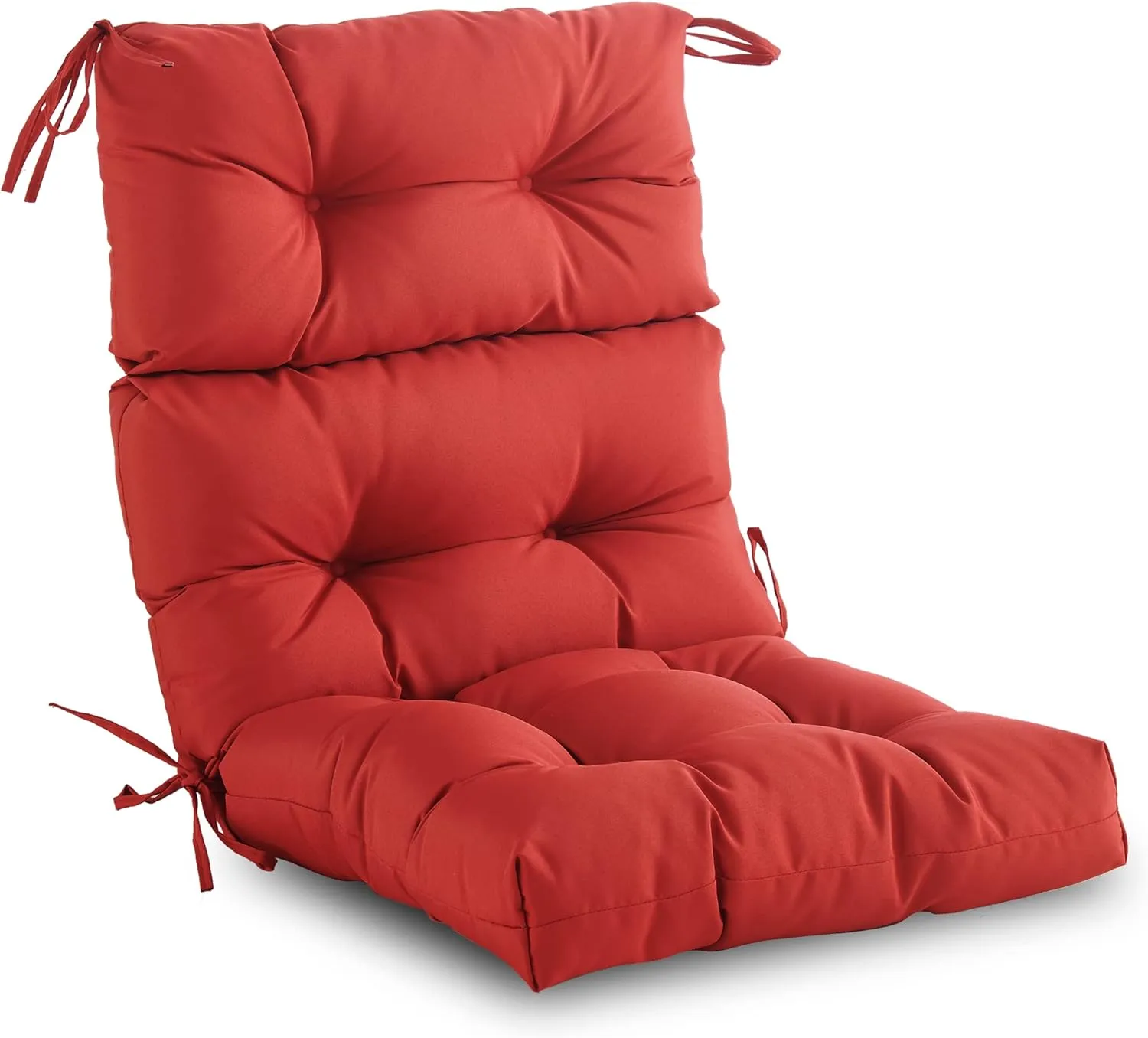 Outdoor/Indoor High Back Chair Cushion, Waterproof All-Weather Stuffed High Rebound Foam Adirondack Chair Cushion, Red