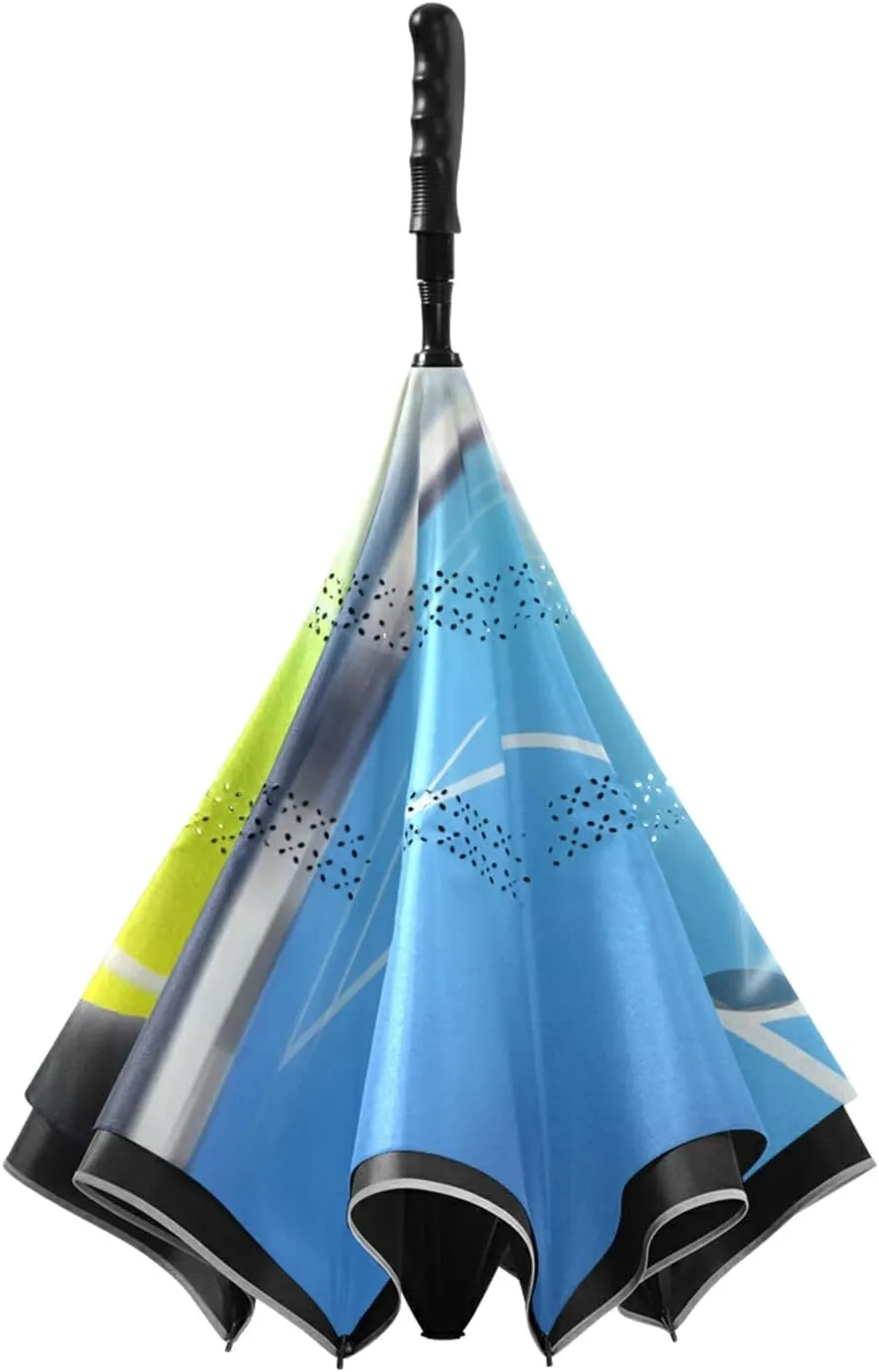 Oyihfvs Automatic Large Inverted Rain Umbrella, Sun Anti-UV Parasol, Auto Open/Close Two Layer Car Umbrella with Luminous Reflection