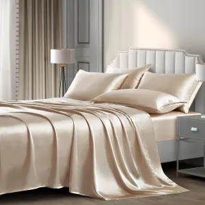 P Pothuiny Satin Sheets King (6 Pieces, Taupe) - Luxury Silky Satin Bed Sheets King Bedding Set, Extra Soft Satin Sheet Set, 1 Satin Fitted Sheet   1 Flat Sheet   4 Pillow Cases