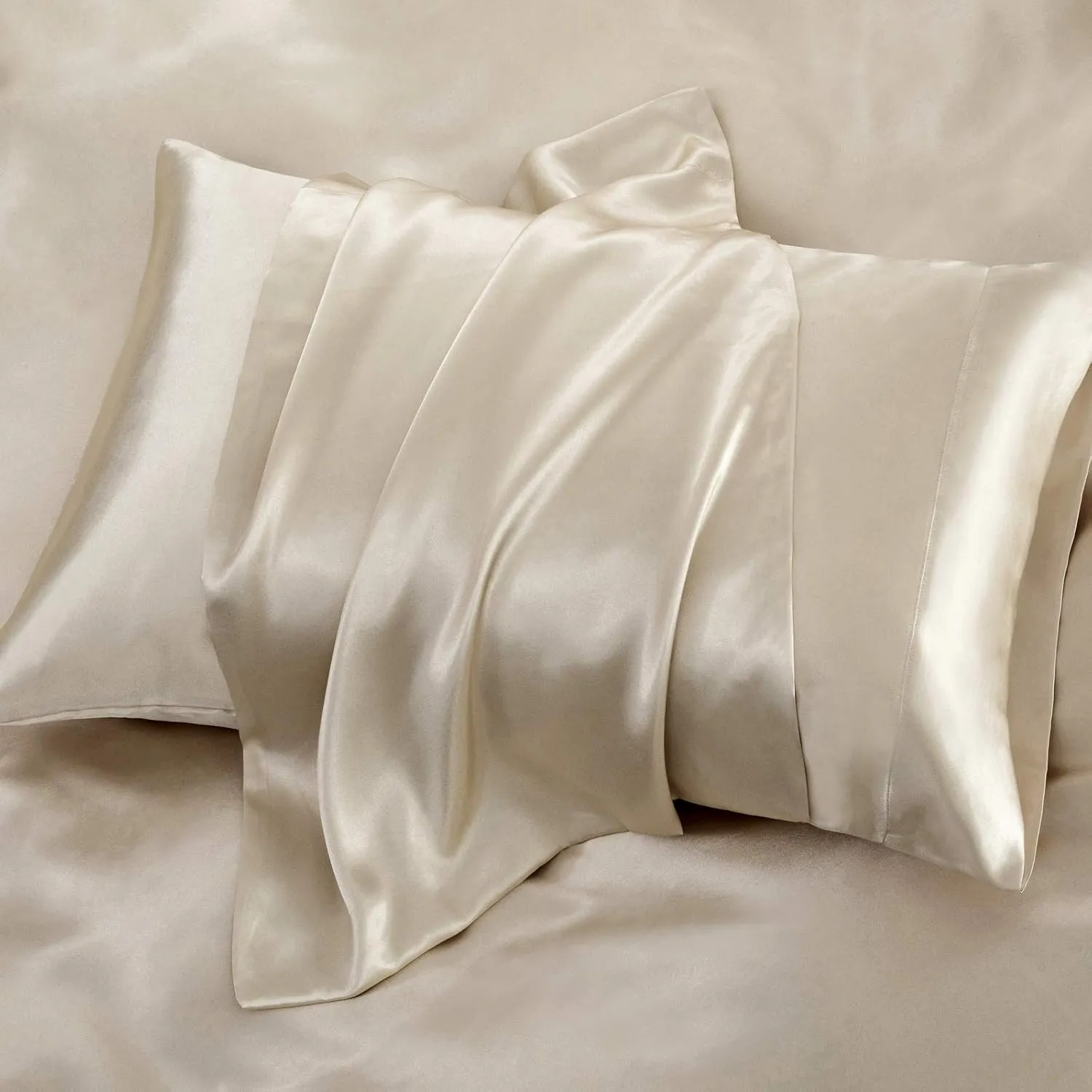 P Pothuiny Satin Sheets King (6 Pieces, Taupe) - Luxury Silky Satin Bed Sheets King Bedding Set, Extra Soft Satin Sheet Set, 1 Satin Fitted Sheet   1 Flat Sheet   4 Pillow Cases