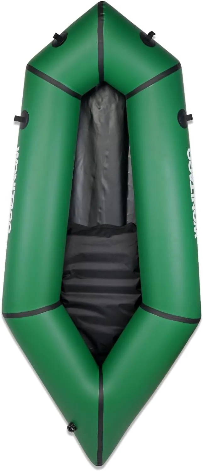 Packraft TPU Inflatable Travel Kayak with Soft Seat Lightweight Packrafts for Flat Water Rafting/Bicycle Drifting/Litewater Dinghy, 1 Person
