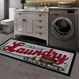 Pauwer Farmhouse Laundry Room Rug Runner 20"x48" Rubber Non Slip Kitchen Mats for Floor Waterproof Laundry Area Rug Washable Floor Carpet Runner for Entryway Bathroom Hallway Mudroom