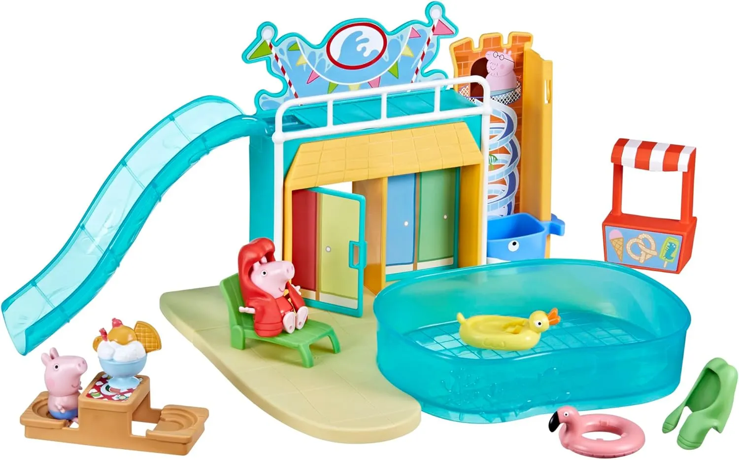 Peppa Pig Waterpark Playset with 2 Figures, Preschool Toys for 3  Girls and Boys