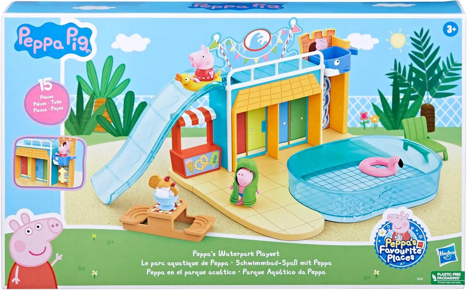 Peppa Pig Waterpark Playset with 2 Figures, Preschool Toys for 3  Girls and Boys
