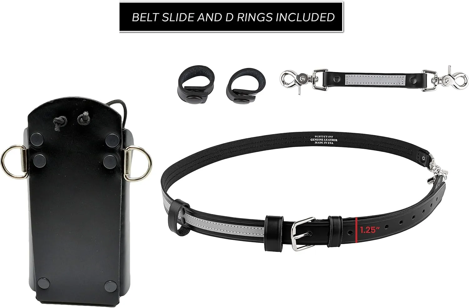Perfect Fit Shield Wallets Reflective Firefighter Bundle- Anti-Sway Strap for Radio Strap, Radio Strap/Belt, Firefighter's Radio Holder