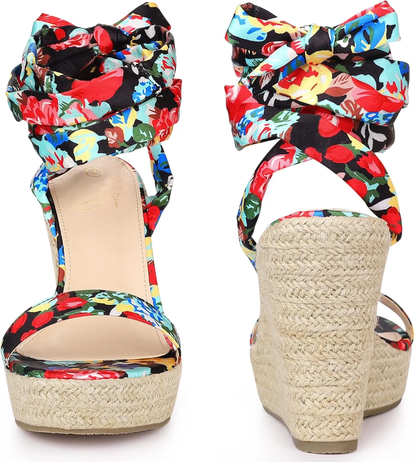 Perphy Platform Floral Printed Espadrille Wedge Sandals for Women