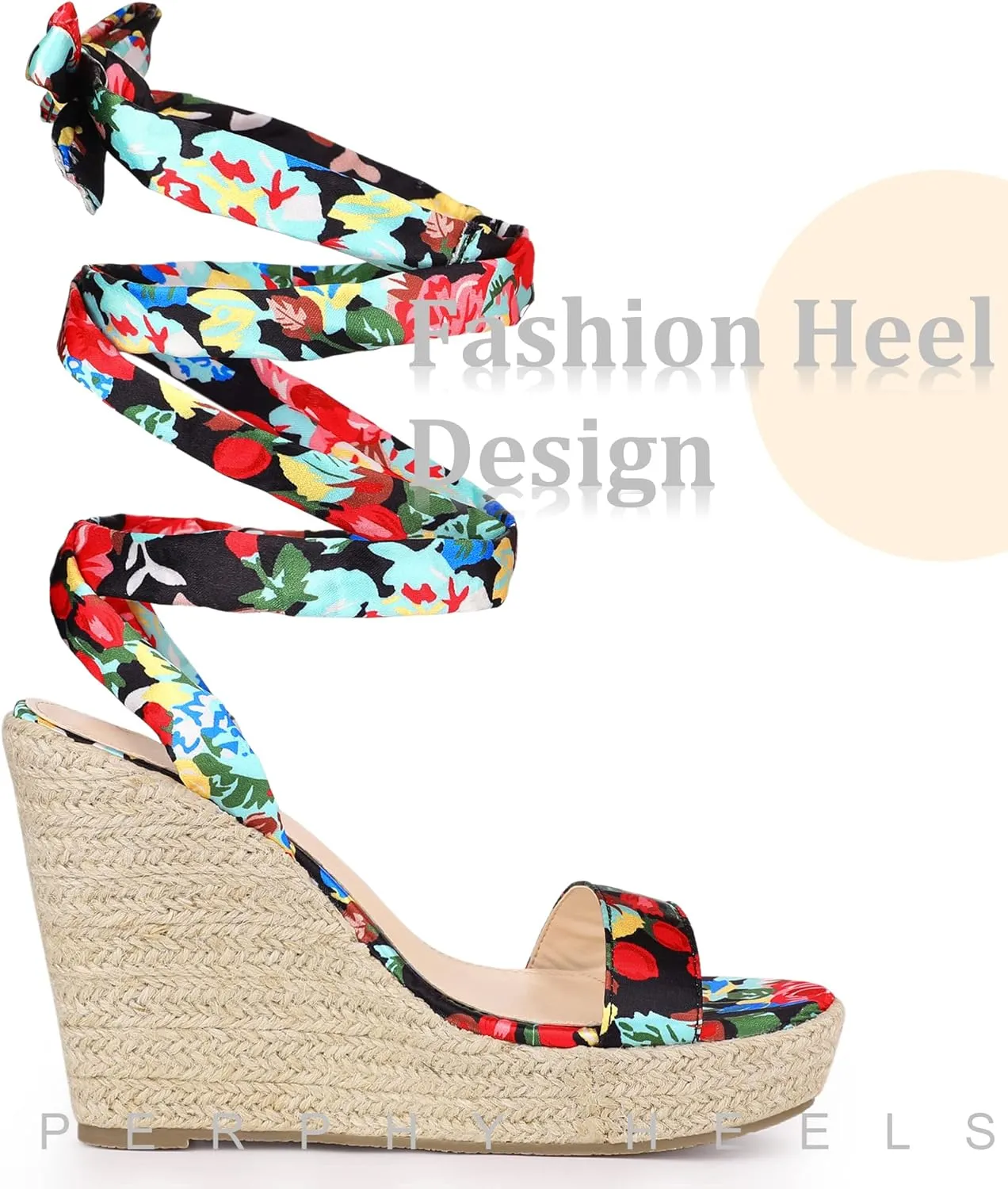 Perphy Platform Floral Printed Espadrille Wedge Sandals for Women