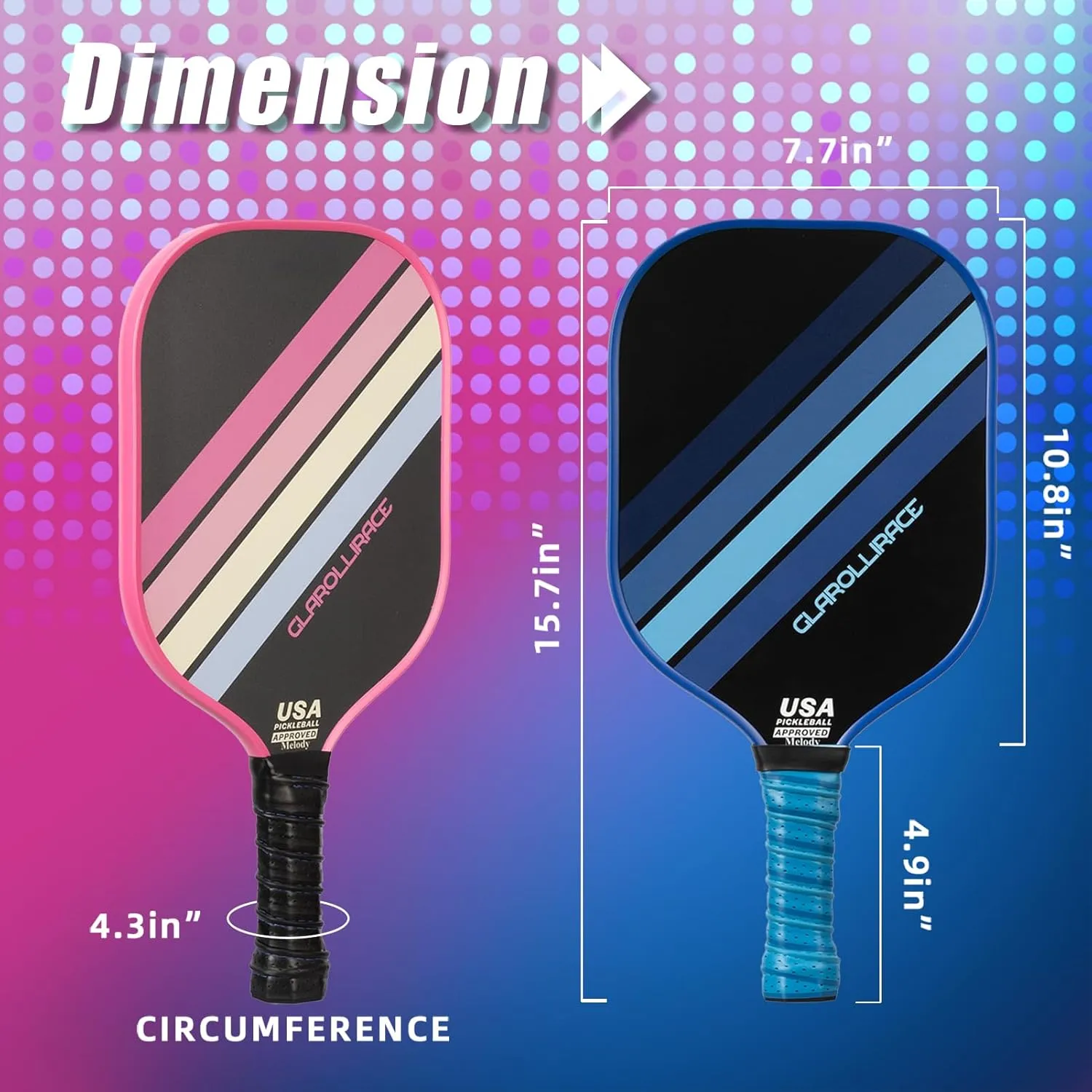 Pickleball Paddles Set of 2 | 4 Pickleball Rackets,USAPA Approved Pickleball Set of 2 | 4 Pickle Ball Paddles,Fiberglass Surface & 13 mm PP Honeycomb Core,4 Indoor & Outdoor Balls,1 Bag