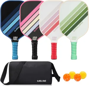 Pickleball Paddles Set of 2 | 4 Pickleball Rackets,USAPA Approved Pickleball Set of 2 | 4 Pickle Ball Paddles,Fiberglass Surface & 13 mm PP Honeycomb Core,4 Indoor & Outdoor Balls,1 Bag