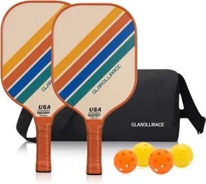 Pickleball Paddles Set of 2 | 4 Pickleball Rackets,USAPA Approved Pickleball Set of 2 | 4 Pickle Ball Paddles,Fiberglass Surface & 13 mm PP Honeycomb Core,4 Indoor & Outdoor Balls,1 Bag
