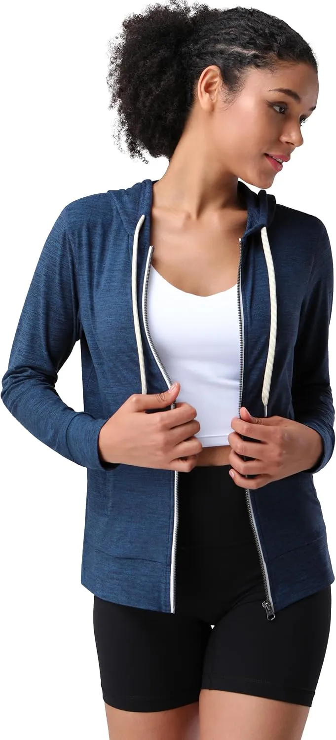 Pioneer Camp Women's Full Zip Up Workout Hoodie Soft Lightweight Hooded Sweatshirts Sweat Jacket Athletic Gym Yoga Casual