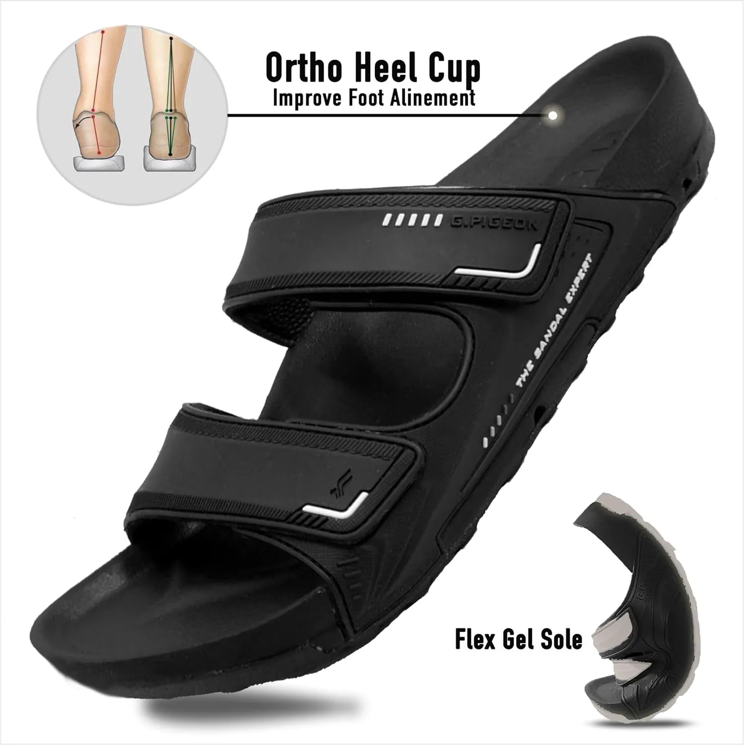 PIRO Unisex Orthoheel High Density Gel Slide Sandals Water Release Sole