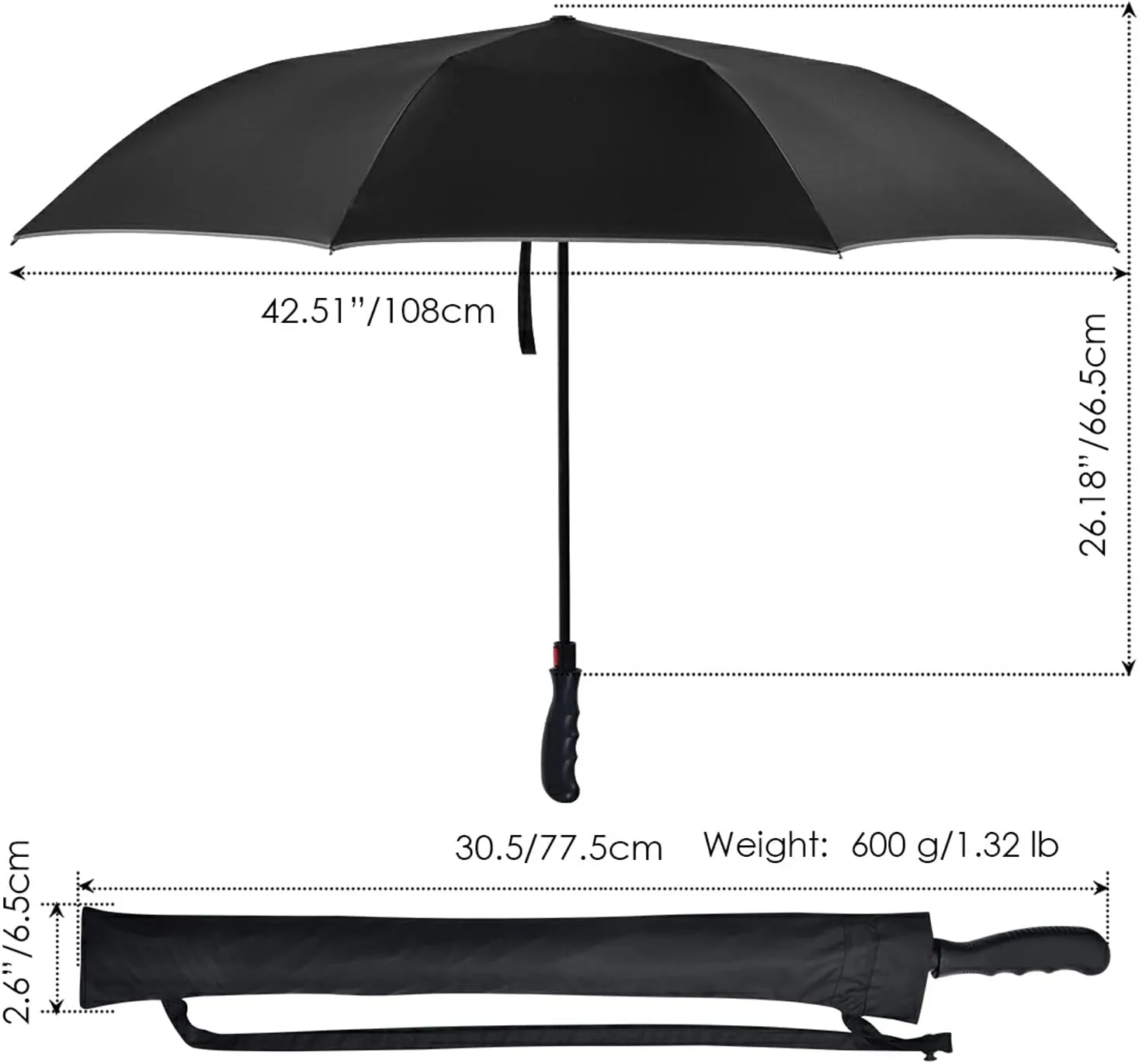 Poeticcity Automatic Large Inverted Rain Umbrella, Sun Anti-UV Parasol, Auto Open/Close Two Layer Car Umbrella with Luminous Reflection