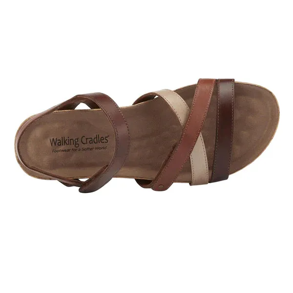 Pool Sandal: Brown Multi Leather/Cork Wrap I Walking Cradle