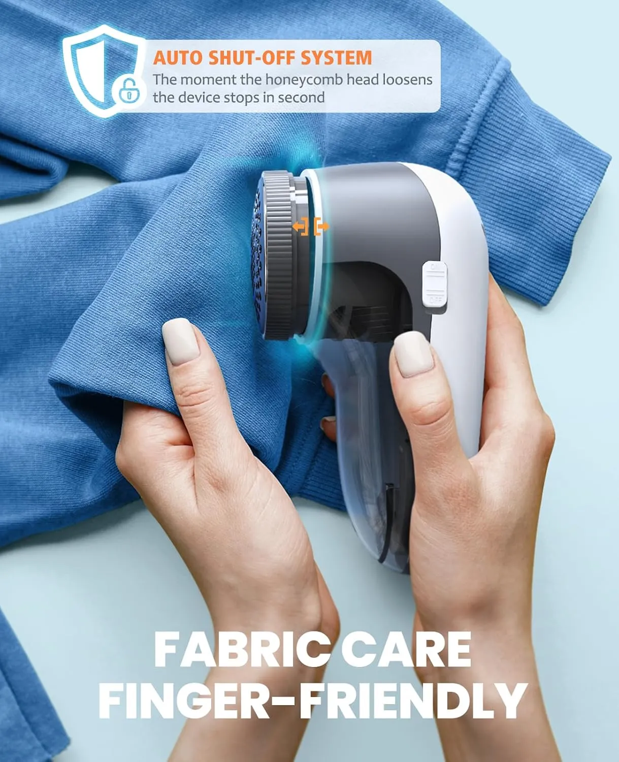 POPCHOSE Fabric Shaver, Lint Remover for Clothes, Battery Operated Lint Shaver with 6-Leaf Blades, Sweater Shavers to Remove Pilling for Clothing, Couch, Furniture, Fuzz, Lint Ball, Pillings