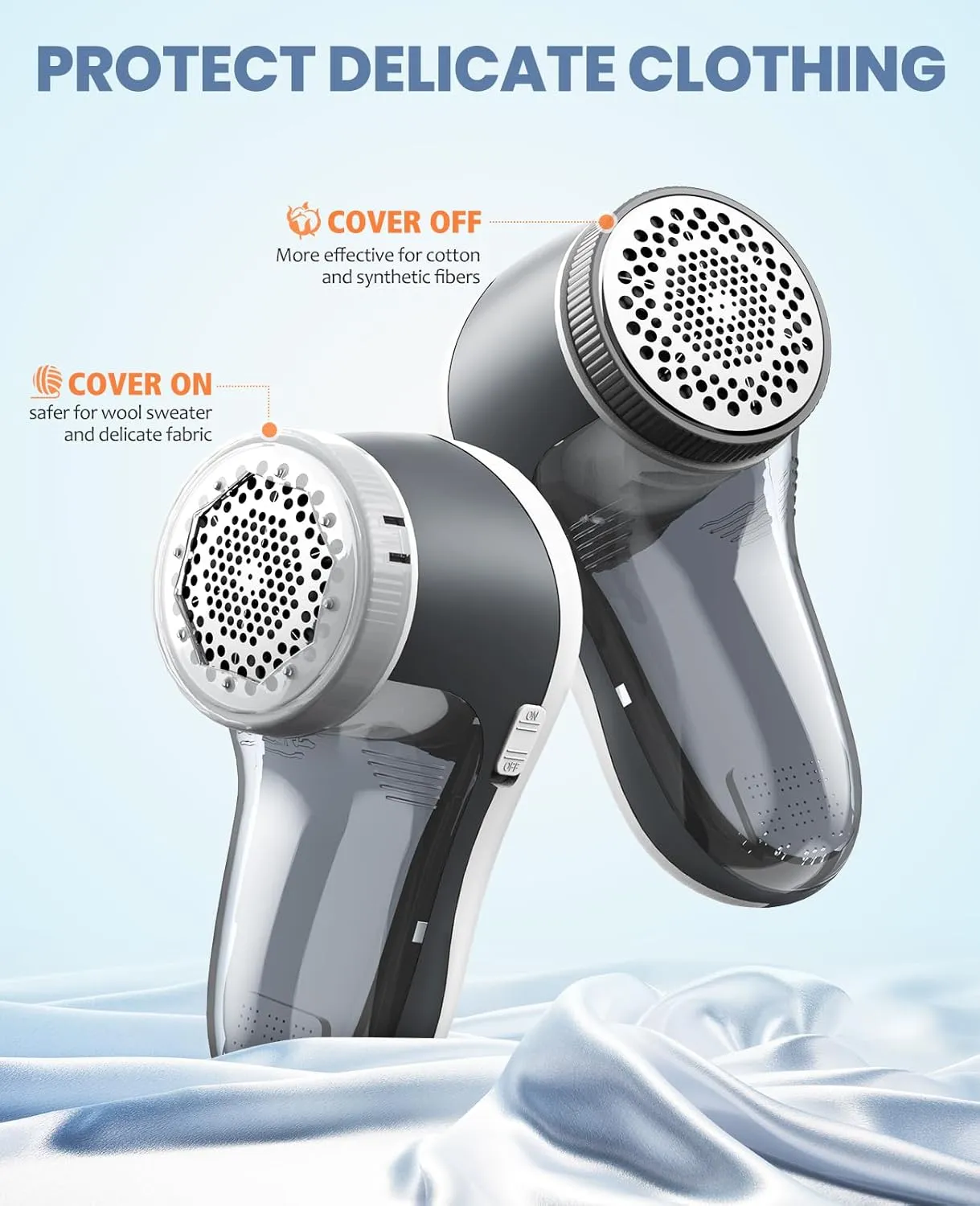 POPCHOSE Fabric Shaver, Lint Remover for Clothes, Battery Operated Lint Shaver with 6-Leaf Blades, Sweater Shavers to Remove Pilling for Clothing, Couch, Furniture, Fuzz, Lint Ball, Pillings