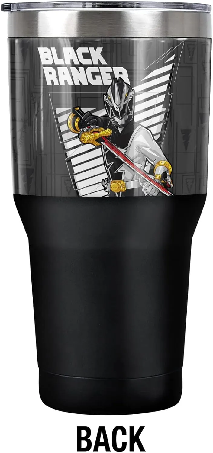 Power Rangers: Dino Fury OFFICIAL Black Ranger Character 30 oz Travel Tumbler, Stainless Steel, Vacuum Insulated with Leak Resistant Slide-Lock Lid