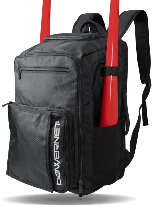 PowerNet Coach's Baseball Backpack, Softball & Baseball Bag for Coaching Gear with Laptop Sleeve and Zippered Pockets, Coach Bat Bag with Chain-Link Fence Hook and Luggage Strap