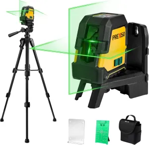 PREXISO Laser Level with Tripod - 100Ft Rechargeable Dual Modules Line Laser, Self Leveling Wide Angle Cross Leveler Tool for Construction, Floor Tile Renovation with Magnetic Base, Gift for Dad