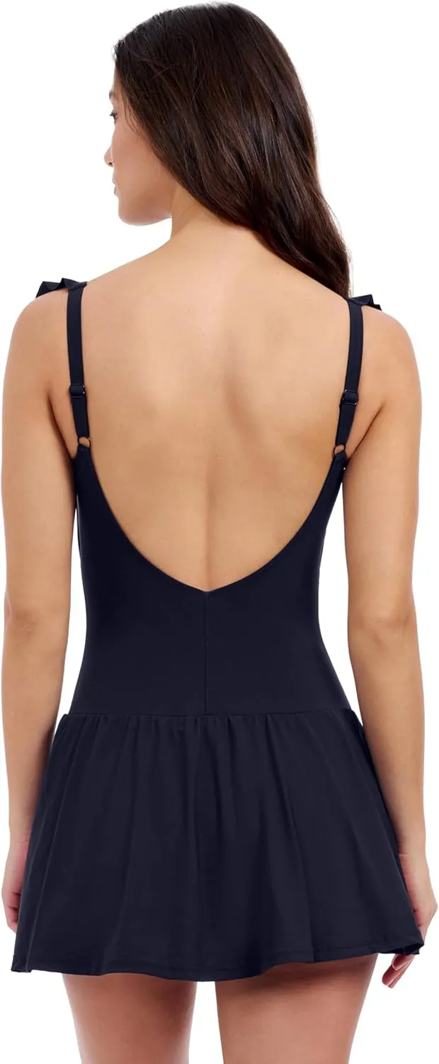Profile by Gottex Square Neck Chic Women’s Elegant Swimdress One Piece Swimsuit with Soft Cup Tummy Control Swim Essential