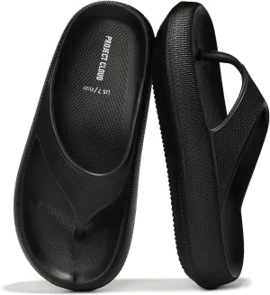 Project Cloud House Slippers Womens Sandals - Non-Slip and Lightweight Recovery Slippers for Women Beach Essentials Water Slides for Women (Pillow, Black, 7)