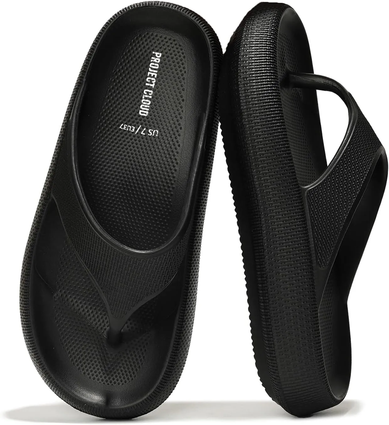 Project Cloud House Slippers Womens Sandals - Non-Slip and Lightweight Recovery Slippers for Women Beach Essentials Water Slides for Women (Pillow, Black, 7)