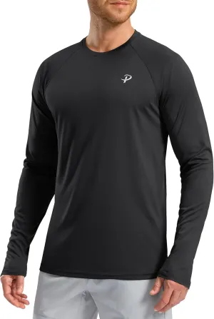 Pudolla Men's Sun Protection Shirts UV SPF UPF 50  Rash Guard Long Sleeve Lightweight Quick Dry Brethable Swimming Fishing