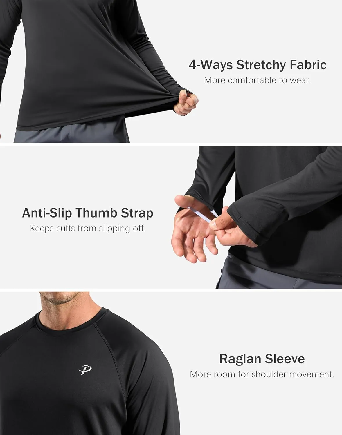 Pudolla Men's Sun Protection Shirts UV SPF UPF 50  Rash Guard Long Sleeve Lightweight Quick Dry Brethable Swimming Fishing