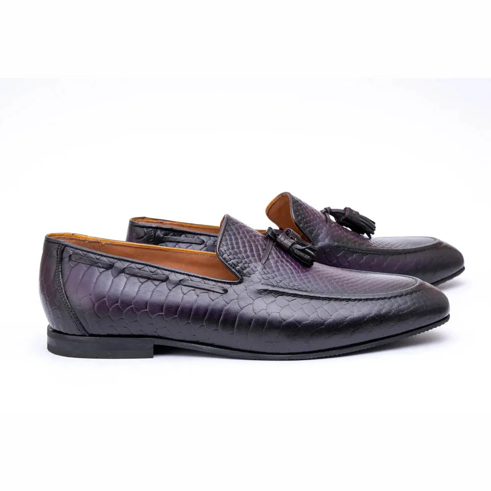 Purple Patina Python Tassel Loafer