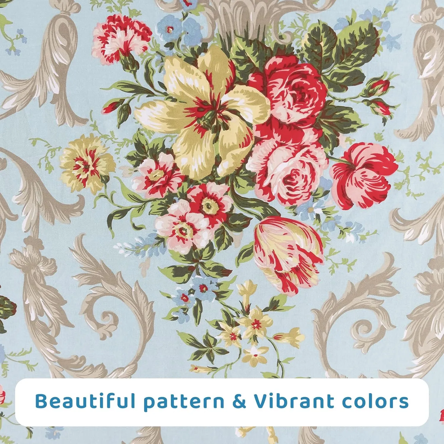 QSH Floral Queen Size Sheet Sets - Luxury Peony Flower Print Pattern Egyptian Cotton Printed Bedding Sheets Queen Size Bed Extra Soft and Breathable 4pcs Deep Pockets Bed Sheets