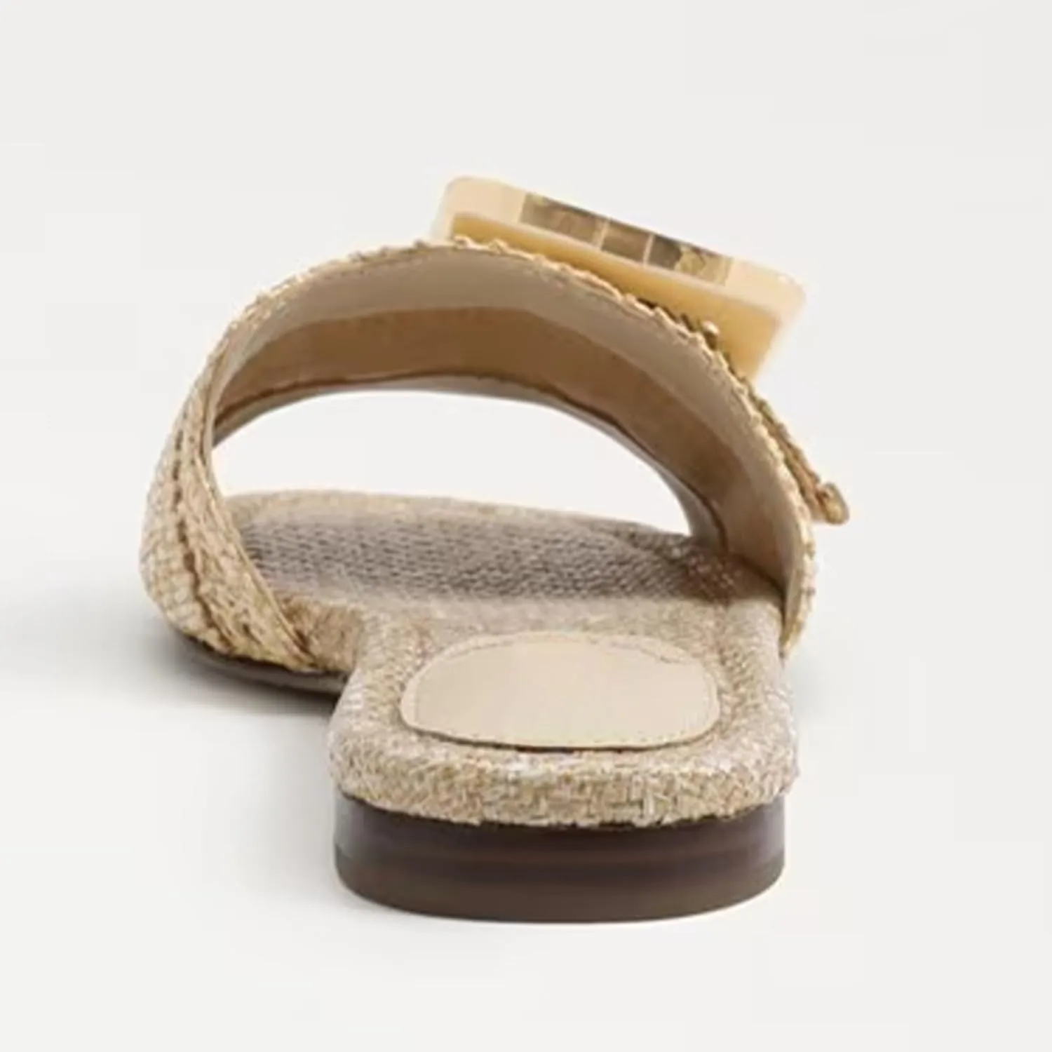 Raffia Flat Sandals for Women Woven Rattan Buckle Slide Sandals Summer Slip On Beach Sandals