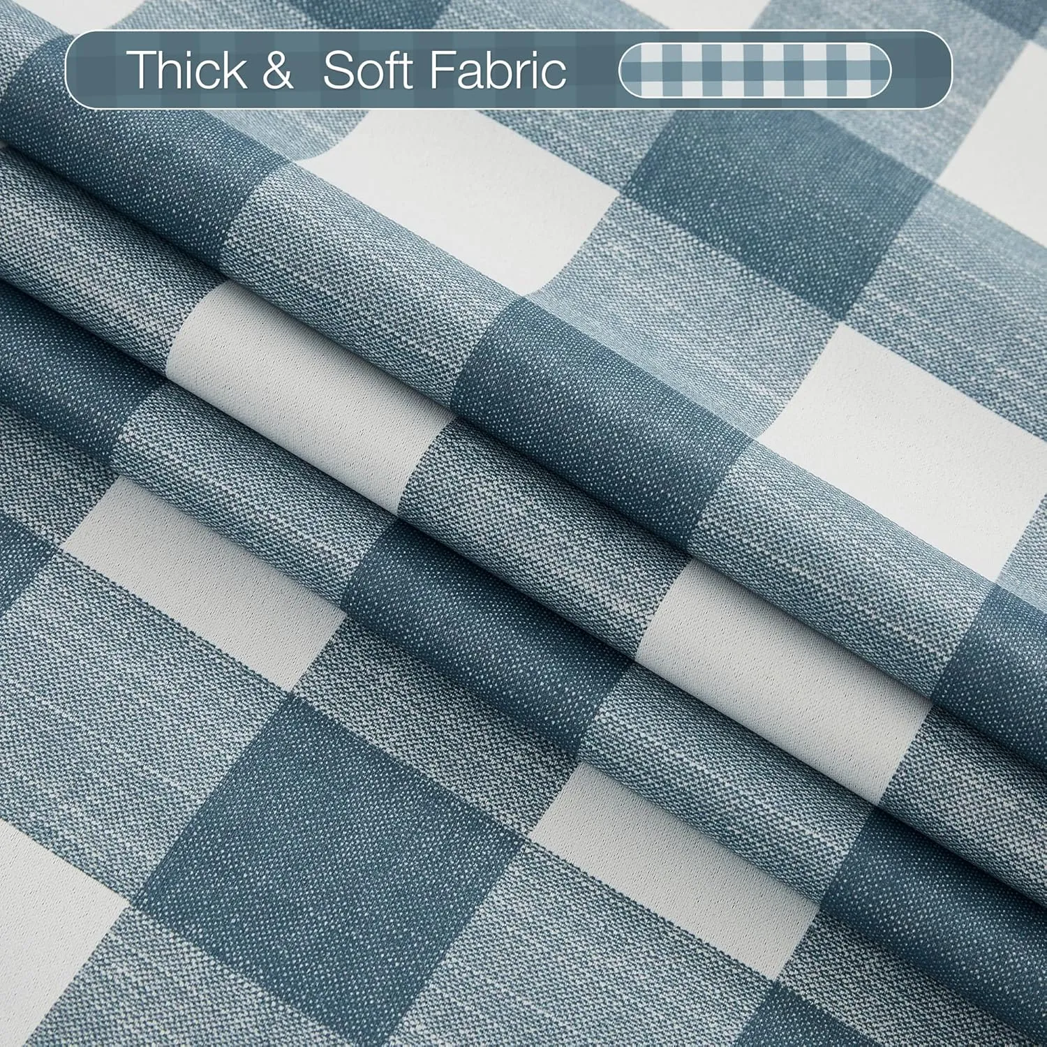 Randall Buffalo Plaid 90% Blackout Window Curtains for Bedroom & Living Room Thermal Insulated Checkered Gingham Drapes with Grommet Top, Farmhouse Rustic Room Darkening 2 Panels 52x84 Inch,Blue/White