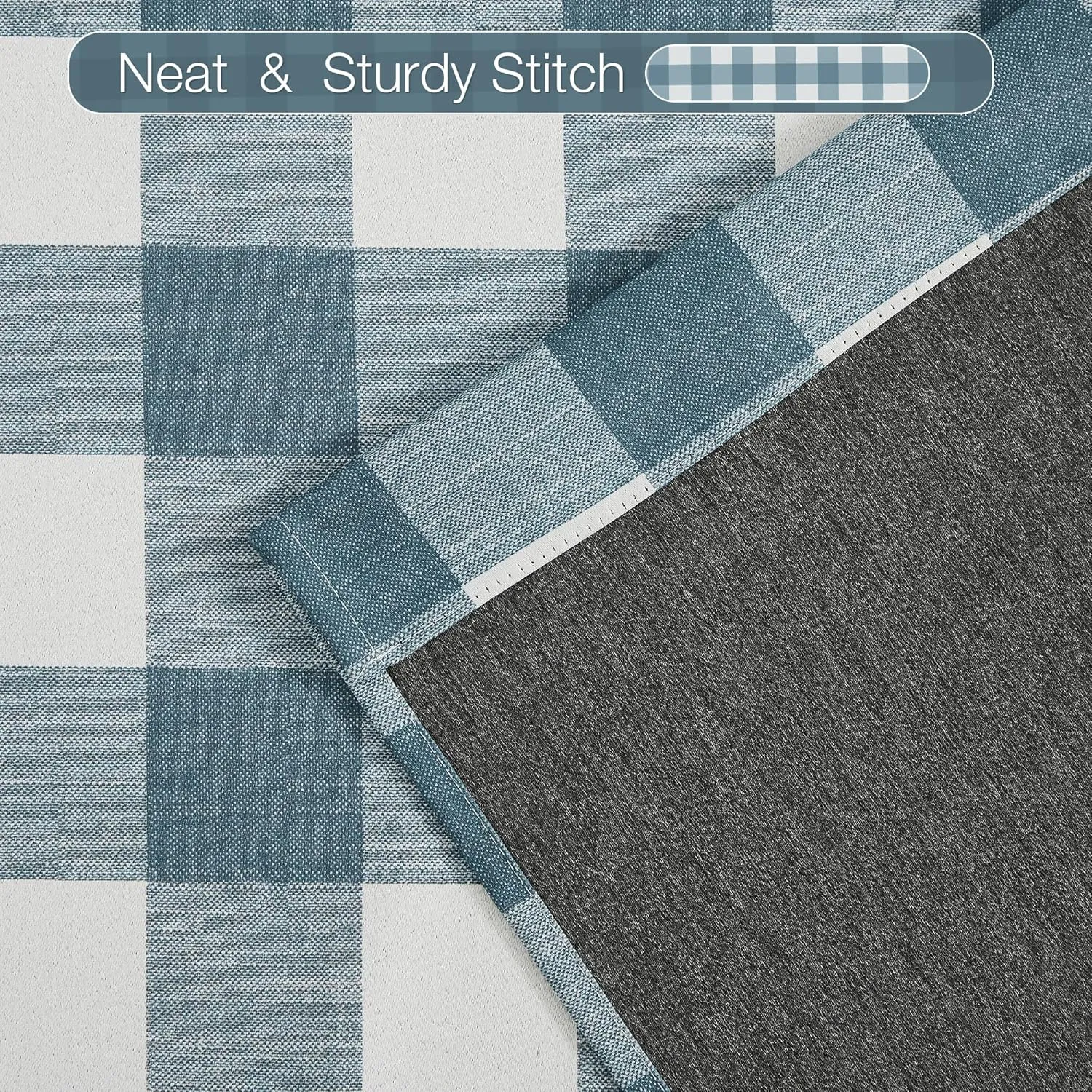 Randall Buffalo Plaid 90% Blackout Window Curtains for Bedroom & Living Room Thermal Insulated Checkered Gingham Drapes with Grommet Top, Farmhouse Rustic Room Darkening 2 Panels 52x84 Inch,Blue/White