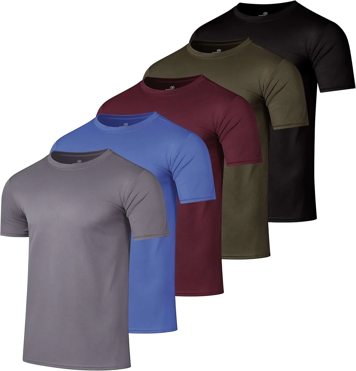 Real Essentials 5 Pack Men’s Active Quick Dry Mesh Crew Neck T Shirts | Athletic Short Sleeve Tee (Available in Big & Tall)