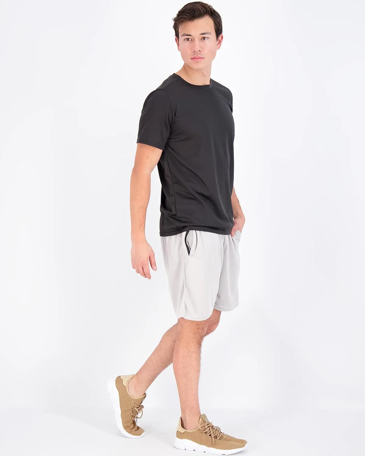 Real Essentials 5 Pack Men’s Active Quick Dry Mesh Crew Neck T Shirts | Athletic Short Sleeve Tee (Available in Big & Tall)