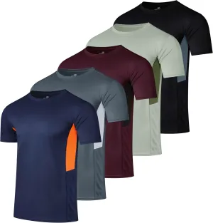 Real Essentials 5 Pack Men’s Active Quick Dry Mesh Crew Neck T Shirts | Athletic Short Sleeve Tee (Available in Big & Tall)