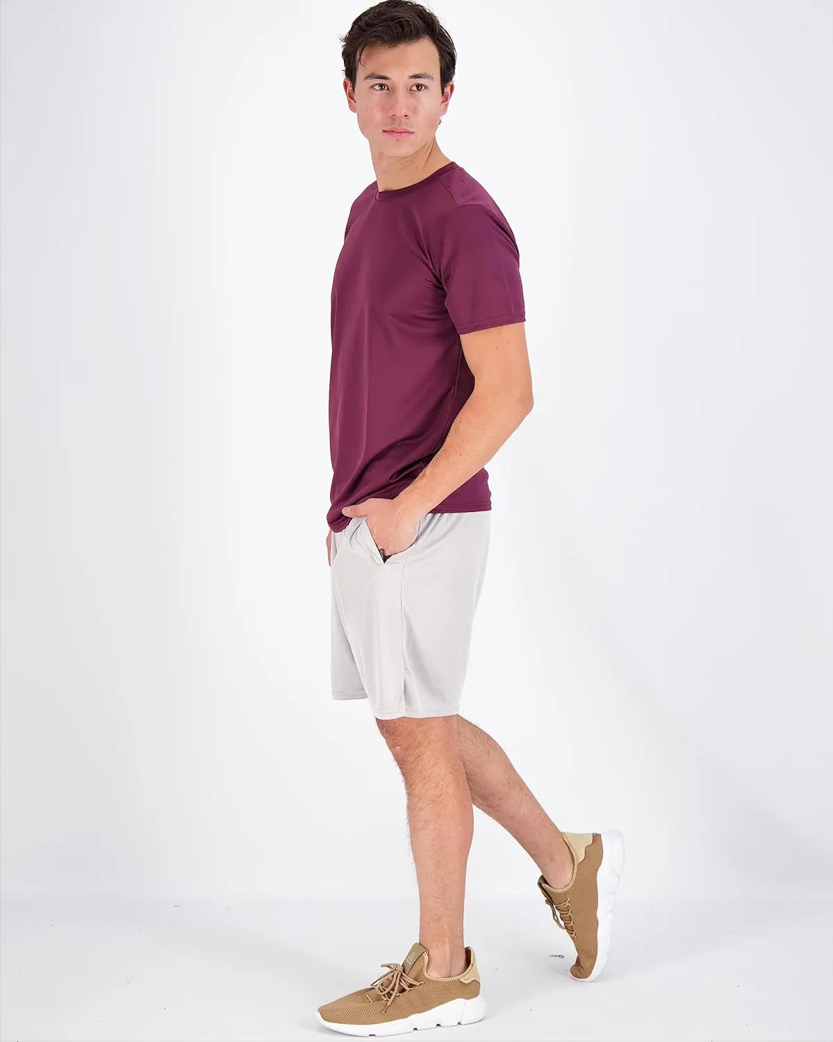 Real Essentials 5 Pack Men’s Active Quick Dry Mesh Crew Neck T Shirts | Athletic Short Sleeve Tee (Available in Big & Tall)