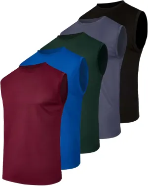 Real Essentials 5 Pack: Men's Mesh Active Athletic Tech Tank Top - Workout & Training Activewear (Available in Big & Tall)
