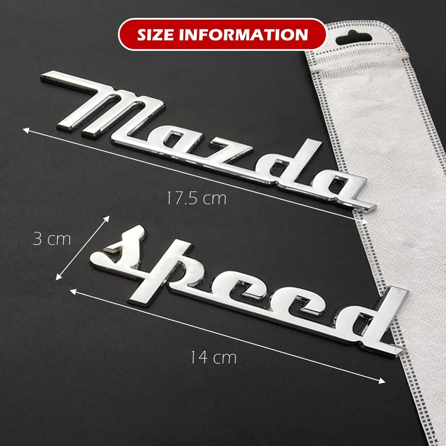 Rear Trunk Mazzda Speed Emblem Decor Badge Decal Compatible with Full Range of Mazzda 3 6 CX MX Miata, etc (MS Chrome)